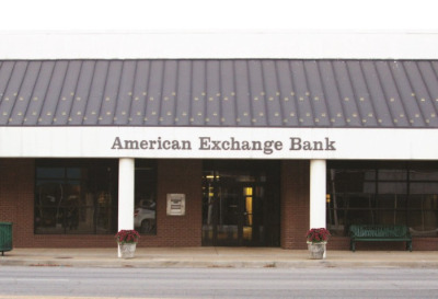 American Exchange Bank store front from the road