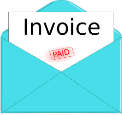 Cartoon envelope that says invoice
